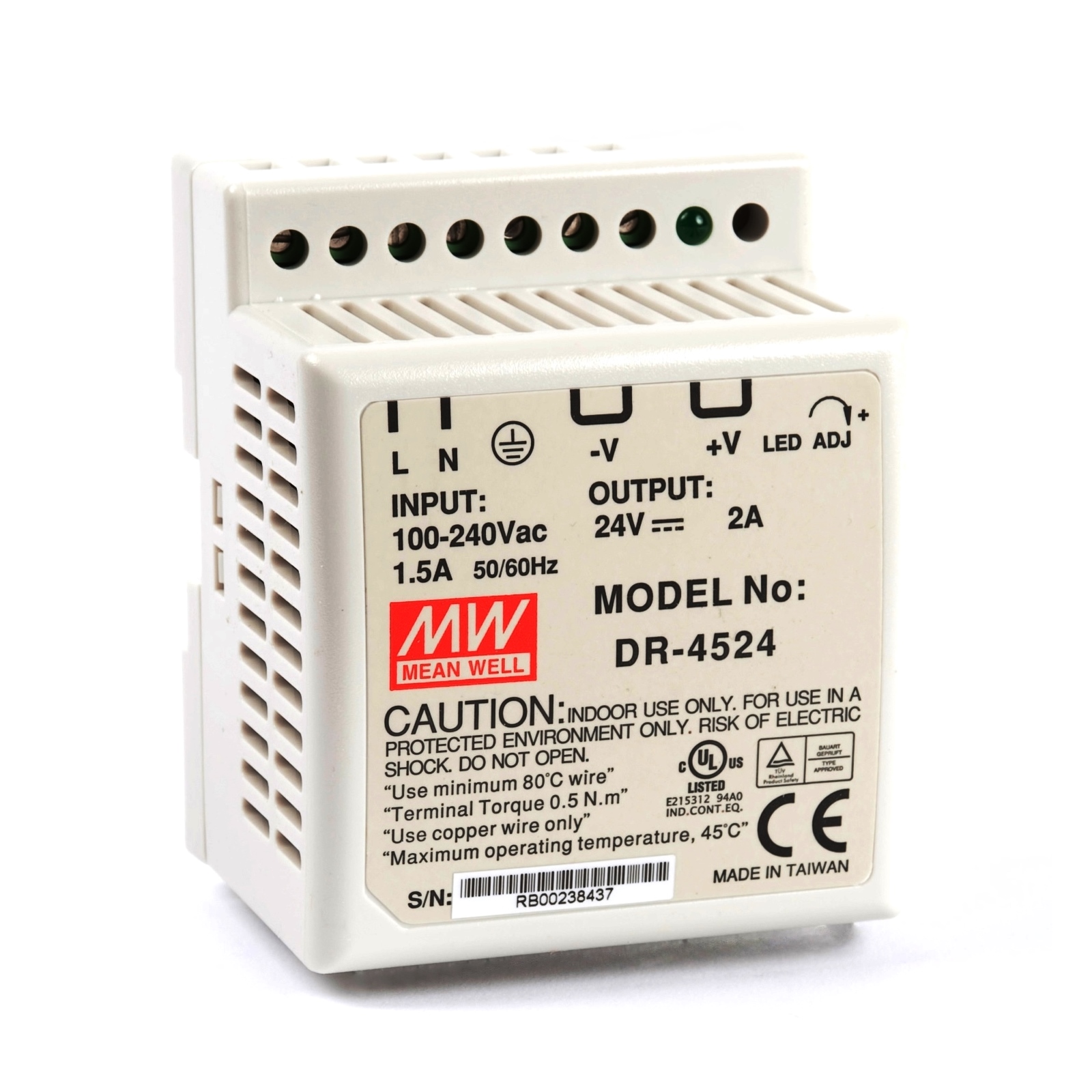 منبع تغذیه 24 ولت 2 آمپر مین ول مدل DR-45-24