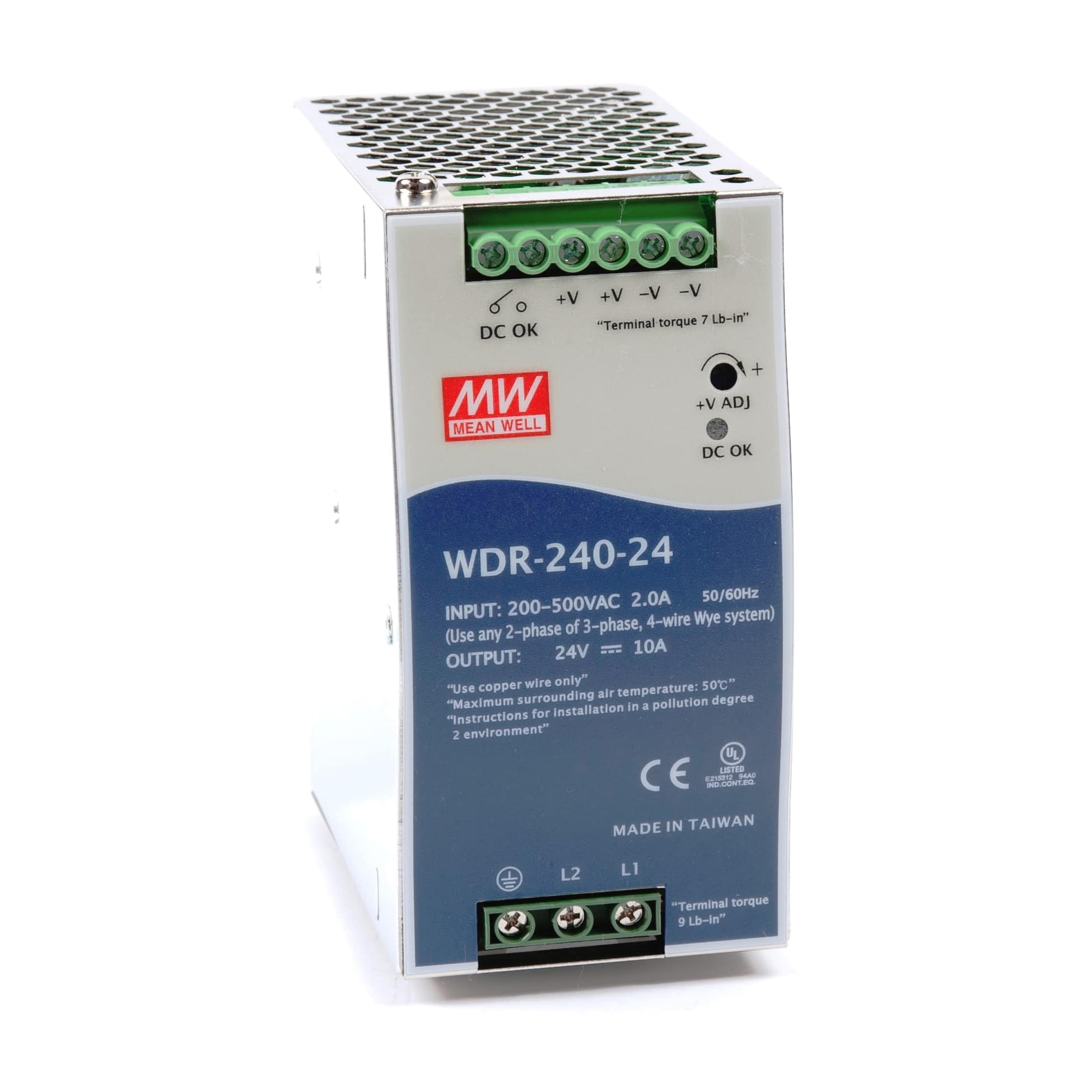 منبع تغذیه 24 ولت 10 آمپر مین ول مدل WDR-240-24(دو فاز)