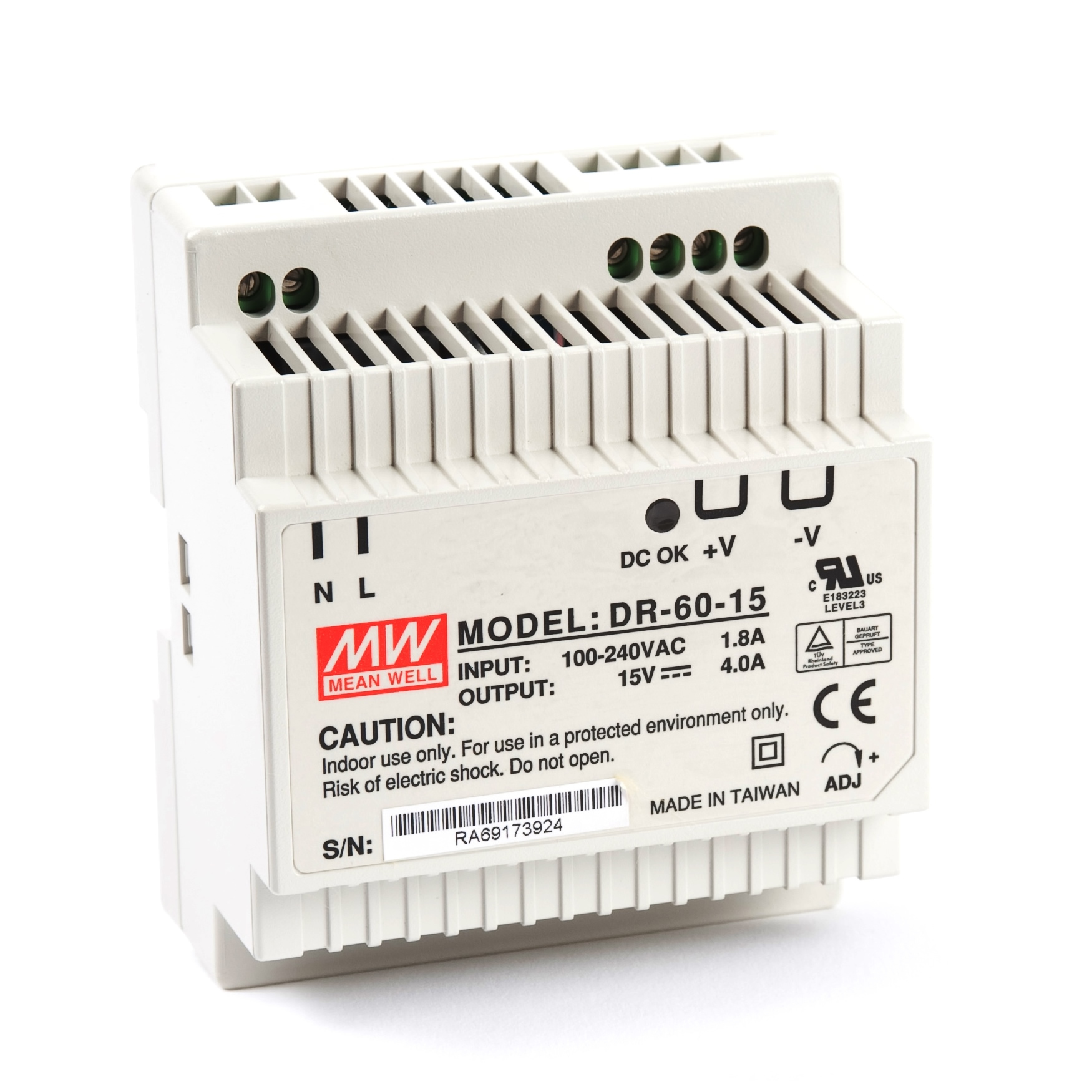 منبع تغذیه 15 ولت 4 آمپر مین ول مدل DR-60-15