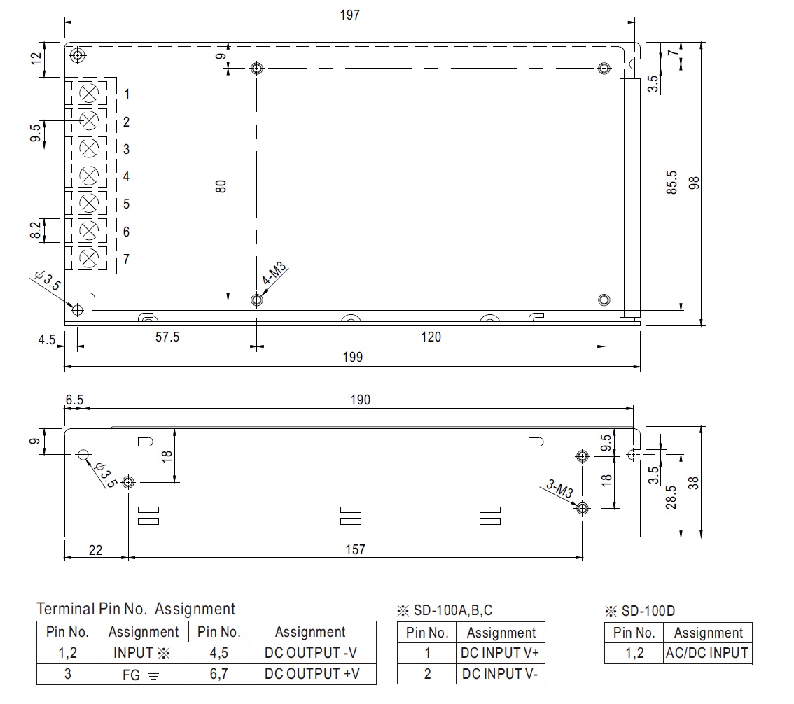 مبدل 48 به 24 ولت 4.2 آمپر مین ول مدل SD-100C-24
