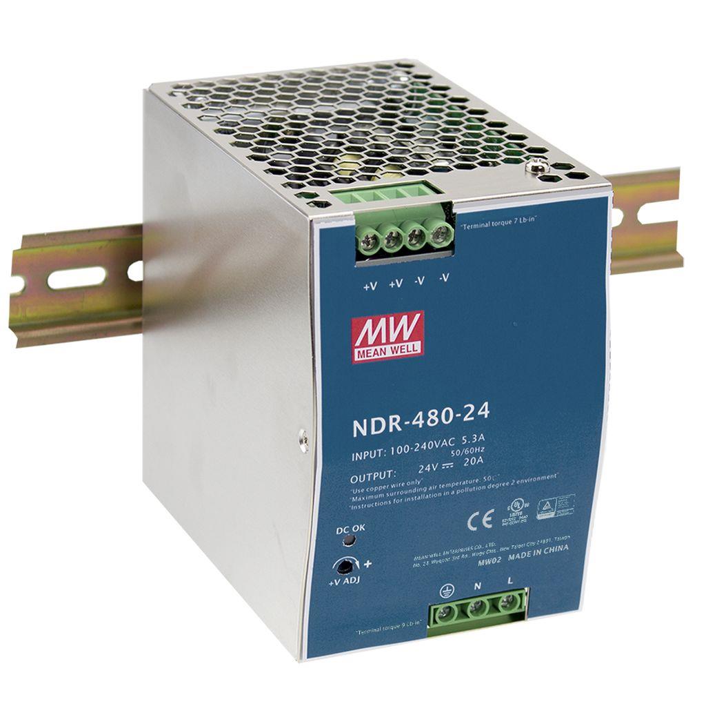 منبع تغذیه 24 ولت 20 آمپر مین ول مدل NDR-480-24