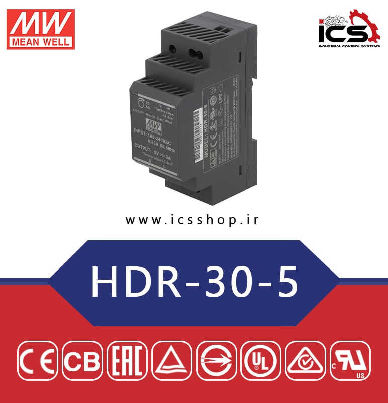 منبع تغذیه 5 ولت 3 آمپر مین ول مدل HDR-30-5