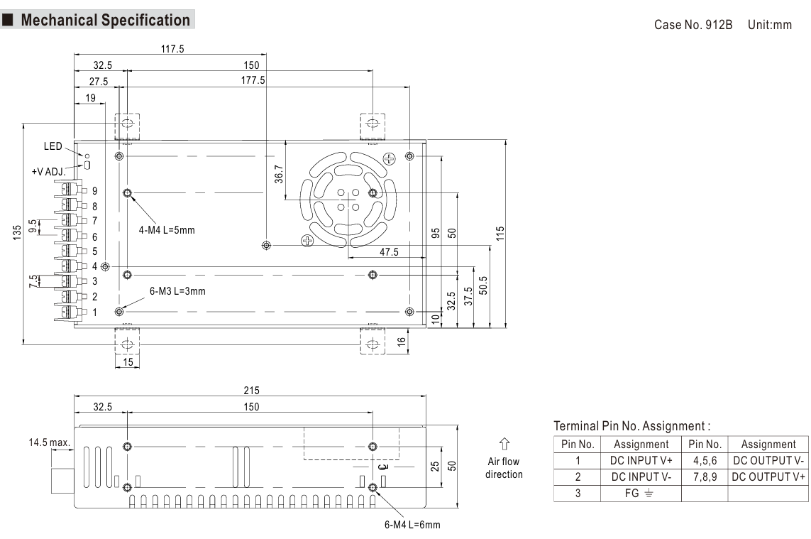 مبدل 110 به 24 ولت 14 آمپر مین ول مدل SD-350D-24