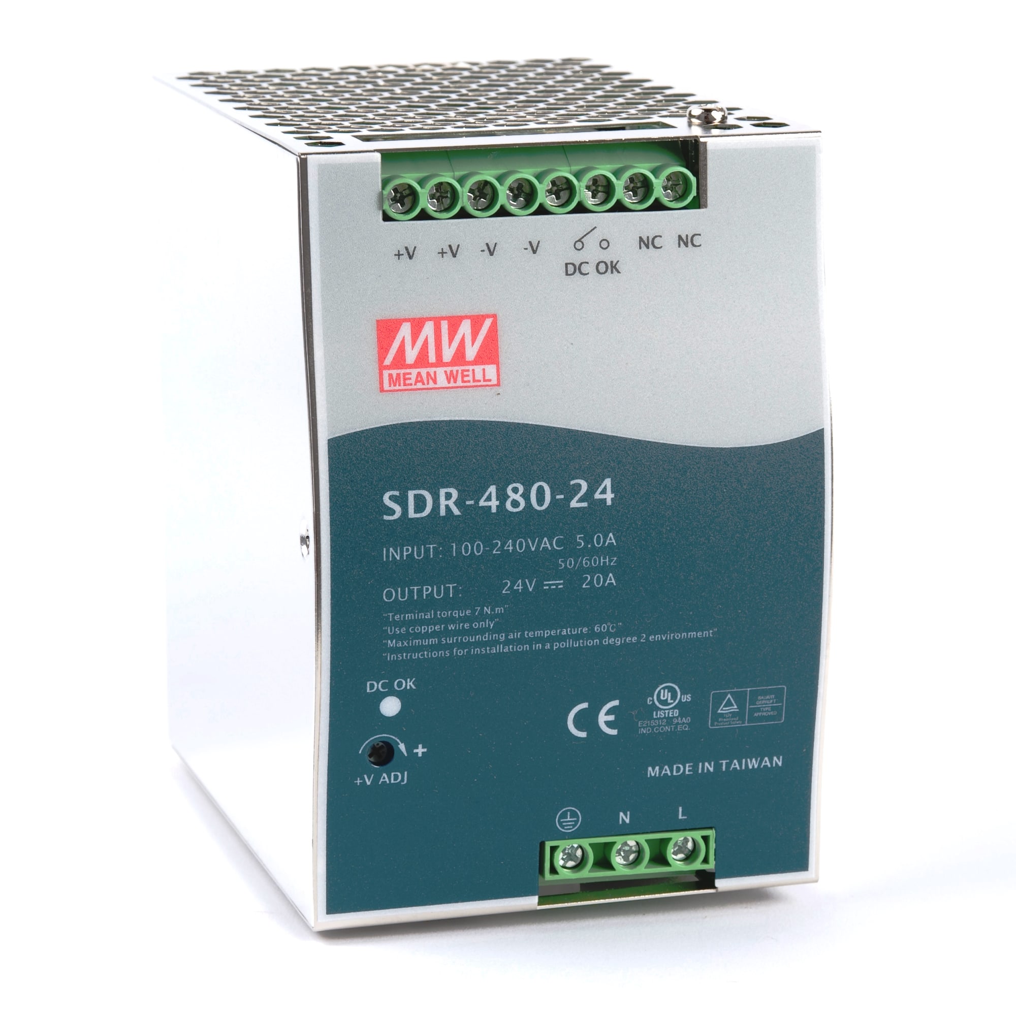 منبع تغذیه 24 ولت 20 آمپر مین ول مدل SDR-480-24