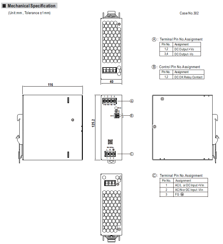 منبع تغذیه 48 ولت 5 آمپر مین ول مدل XDR-240E-48