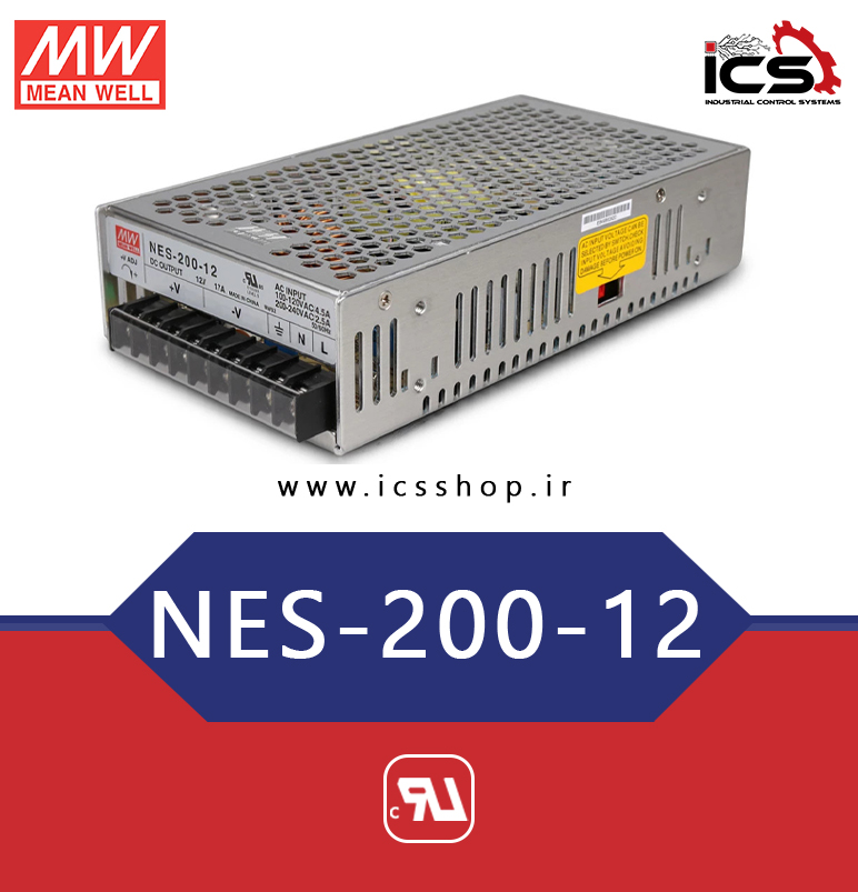 منبع تغذیه 12 ولت 17 آمپر مین ول مدل NES-200-12