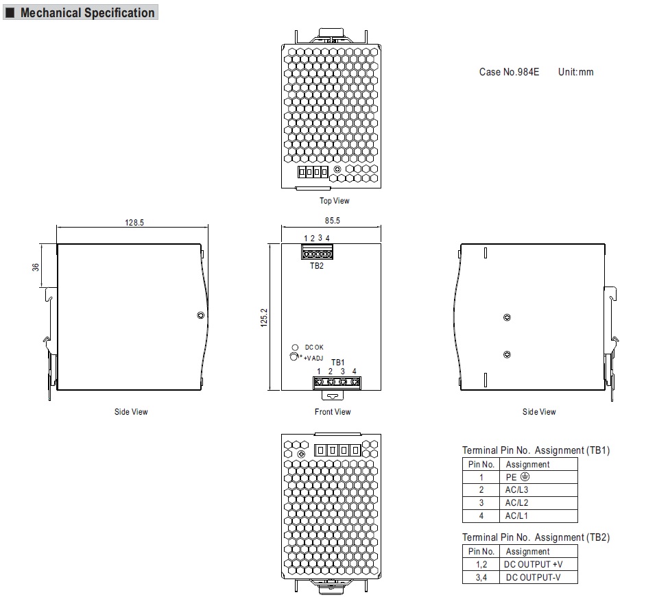 منبع تغذیه 24 ولت 20 آمپر مین ول مدل TDR-480-24 (سه فاز)