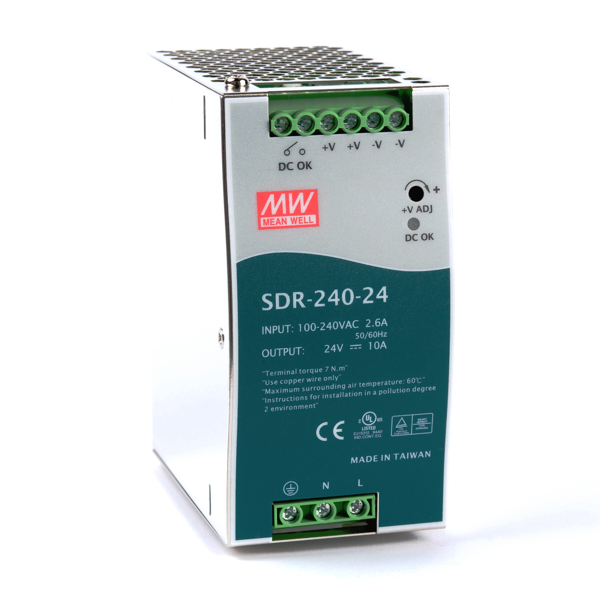 منبع تغذیه 24 ولت 10 آمپر مین ول مدل SDR-240-24