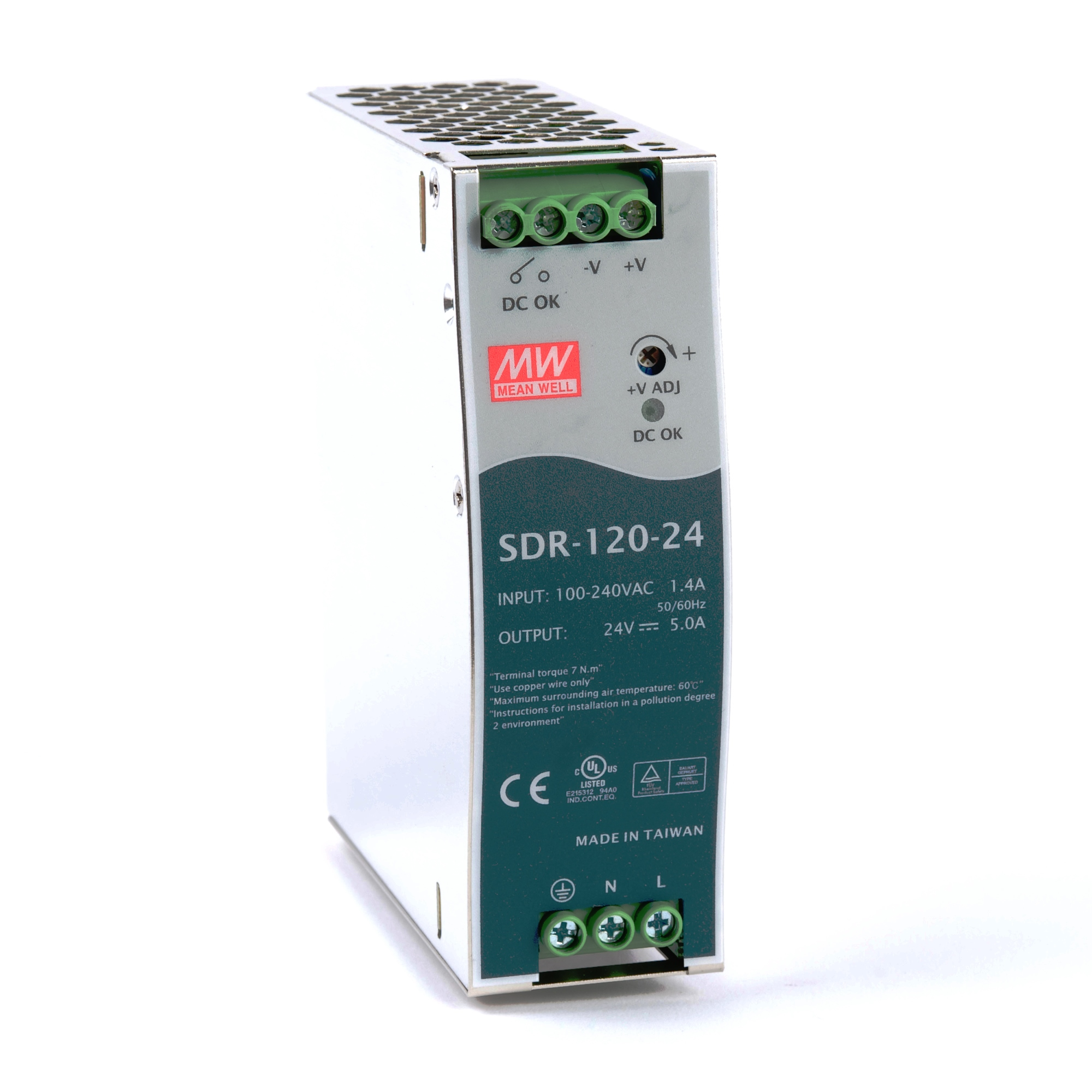 منبع تغذیه 24 ولت 5 آمپر مین ول مدل SDR-120-24
